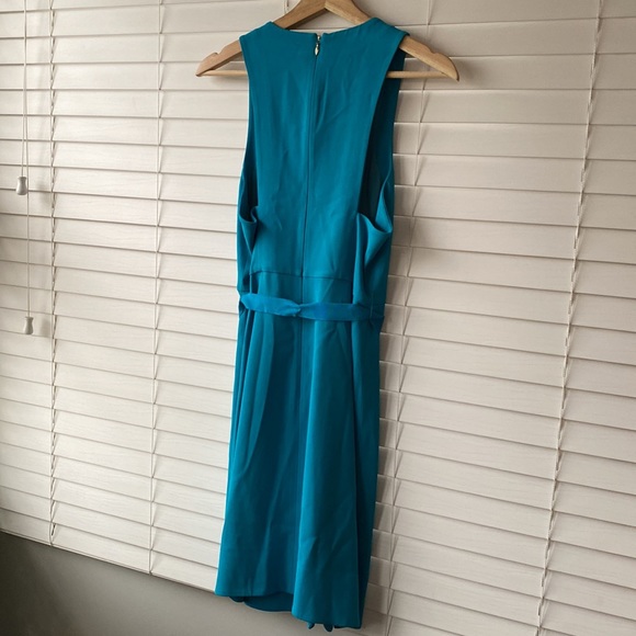 Draper James Turquoise Dress Sleeveless Scalloped Tie Waist Size 4 - Picture 9 of 10
